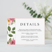 Blush Pink Floral Waterverf Wedding Informatiekaartje (Staand voorkant)