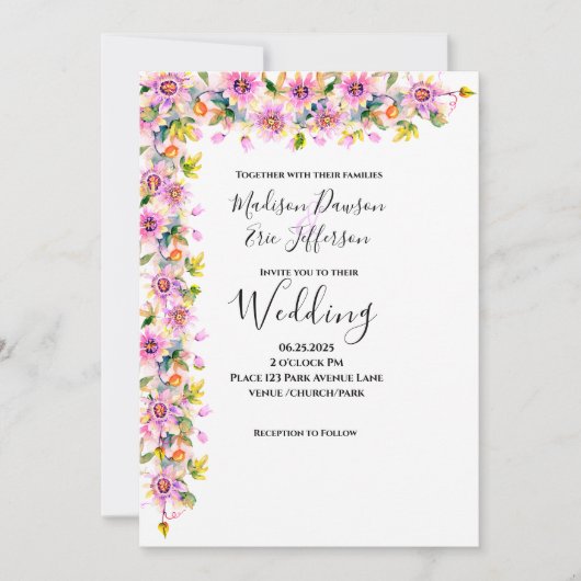 Blush Pink Floral Waterverf Wedding Kaart (Voorkant)