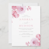 Blush Pink Floral Waterverf Wedding Kaart (Voorkant)