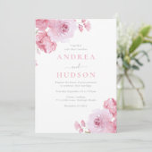 Blush Pink Floral Waterverf Wedding Kaart (Staand voorkant)