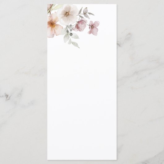 Blush Pink Floral Waterverf Wedding Menu (Achterkant)