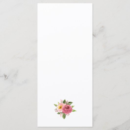 Blush Pink Floral Waterverf Wedding Menu (Achterkant)