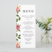 Blush Pink Floral Waterverf Wedding Menu (Staand voorkant)