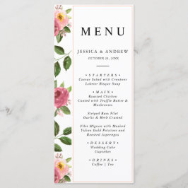 Blush Pink Floral Waterverf Wedding Menu