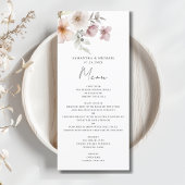 Blush Pink Floral Waterverf Wedding Menu