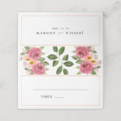 Blush Pink Floral Waterverf Wedding Plaatskaartje (Buitenkant ongevouwen)