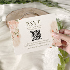 Blush Pink Floral Waterverf Wedding RSVP Kaartje