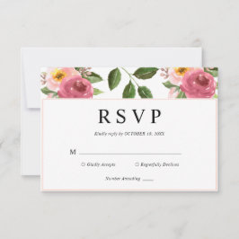 Blush Pink Floral Waterverf Wedding RSVP Kaartje