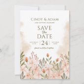 Blush Pink Floral Waterverf Wedding Save The Date (Voorkant)