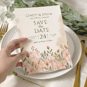 Blush Pink Floral Waterverf Wedding Save The Date
