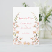 Blush Pink Floral Waterverf Wedding Save The Date (Staand voorkant)