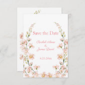 Blush Pink Floral Waterverf Wedding Save The Date (Voorkant / Achterkant)