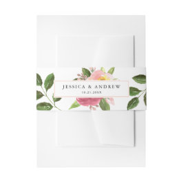 Blush Pink Floral Waterverf Wedding Uitnodigingen Wikkel