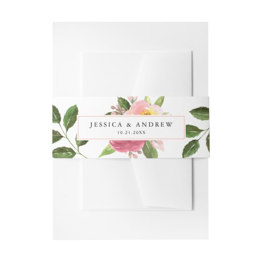 Blush Pink Floral Waterverf Wedding Uitnodigingen Wikkel (Voorkant Voorbeeld)