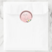 *~* Blush PinK Floral Wax Seal Stamp Wedding Ronde Sticker (Tas)