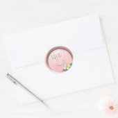 *~* Blush PinK Floral Wax Seal Stamp Wedding Ronde Sticker (Envelop)