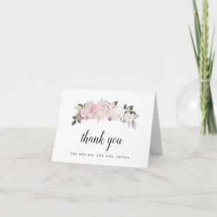 Blush Pink Floral Weddenfoto Bedankkaart