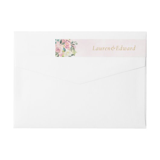 Blush Pink Floral Weddenschap (Achterkant)