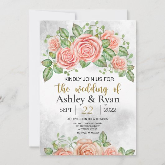 Blush Pink Floral Weddenschap (Voorkant)