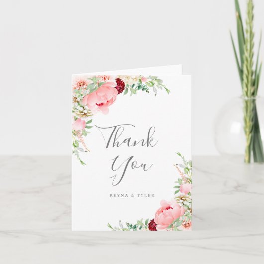 Blush Pink Floral Weddenschap Bedankt (Voorkant)