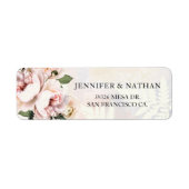 Blush Pink Floral Weddenschap Etiket (Voorkant)