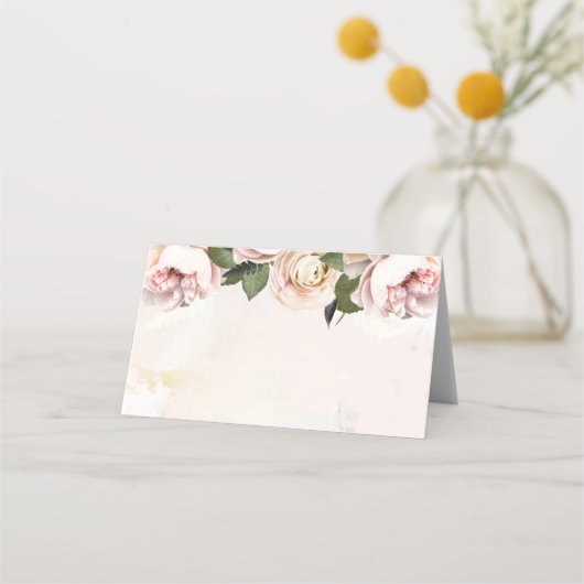 Blush Pink Floral Weddenschap Folded Escort Place  Plaatskaartje (Achterkant)