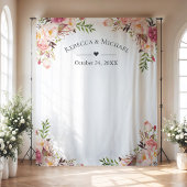 Blush Pink Floral Weddenschap Foto Booth Backdrop Wandkleed