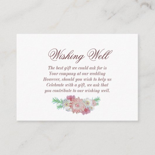Blush Pink Floral Weddenschap goed Informatiekaartje (Voorkant)