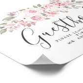Blush Pink Floral Weddenschap Guestbook Poster (Hoek)