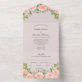 Blush Pink Floral Weddenschap in één uitnodiging (Binnen)