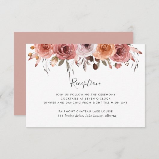 Blush Pink Floral Weddenschap Informatiekaartje (Voorkant / Achterkant)