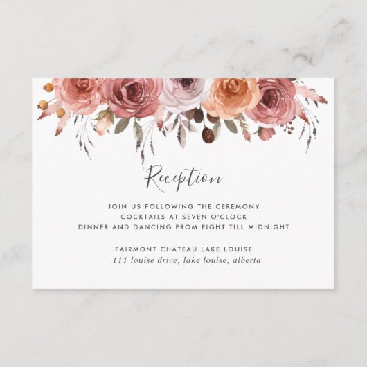 Blush Pink Floral Weddenschap Informatiekaartje (Voorkant)