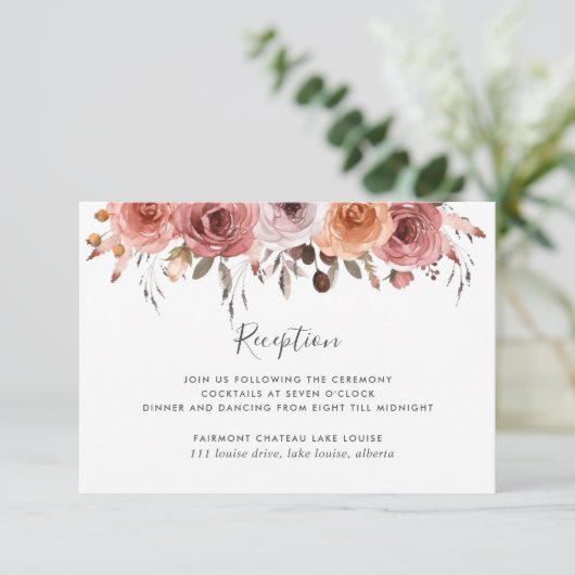 Blush Pink Floral Weddenschap Informatiekaartje (Staand voorkant)