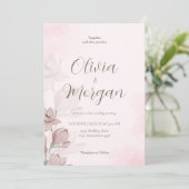 Blush Pink Floral Weddenschap Kaart (Staand voorkant)