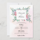 Blush Pink Floral Weddenschap Kaart (Voorkant)
