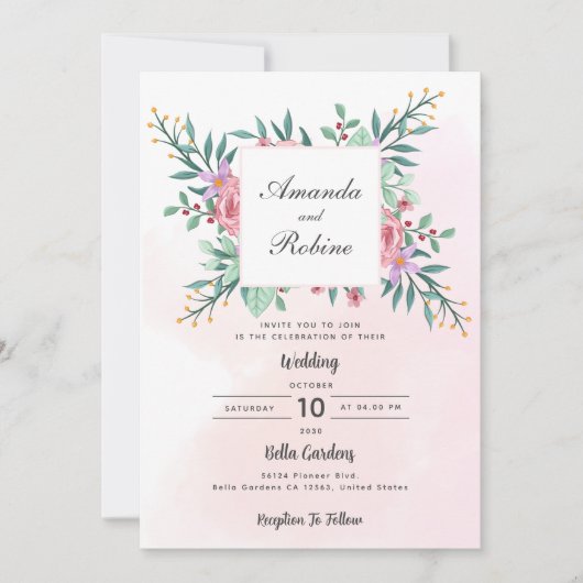 Blush Pink Floral Weddenschap Kaart (Voorkant)