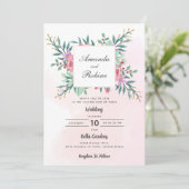 Blush Pink Floral Weddenschap Kaart (Staand voorkant)