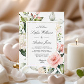 Blush Pink Floral Weddenschap Kaart