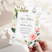 Blush Pink Floral Weddenschap Kaart