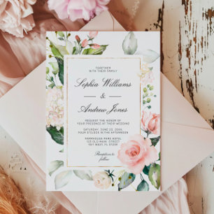Blush Pink Floral Weddenschap Kaart