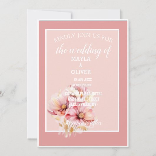 Blush Pink Floral Weddenschap Kaart (Voorkant)
