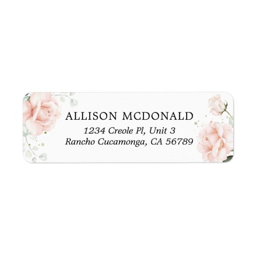 Blush Pink Floral Weddenschap Label (Voorkant)