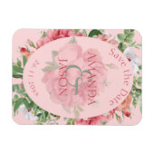 Blush Pink Floral Weddenschap Opslaan Datum Magneet (Horizontaal)