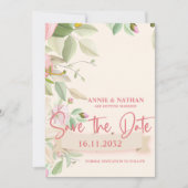 Blush Pink Floral Weddenschap Opslaan Datum Save The Date (Voorkant)