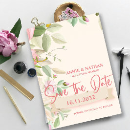  Blush Pink Floral Weddenschap Opslaan Datum Save The Date