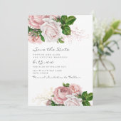 Blush Pink  Floral Weddenschap Save Date Save The Date (Staand voorkant)