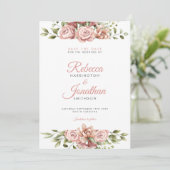Blush Pink Floral Weddenschap Save the Date Kaart (Staand voorkant)