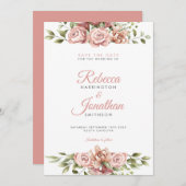 Blush Pink Floral Weddenschap Save the Date Kaart (Voorkant / Achterkant)