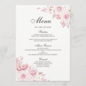 Blush Pink Floral Weddenschap Verloving Dinner Men Menu (Voorkant)