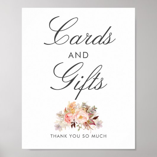 Blush Pink Floral Weddenschappen en cadeaubonnen Poster (Voorkant)